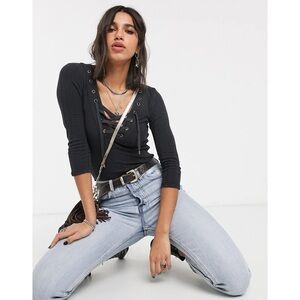 Free People Ice Cold Ribbed Top sz Large